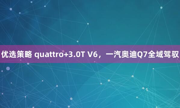优选策略 quattro+3.0T V6，一汽奥迪Q7全域驾驭